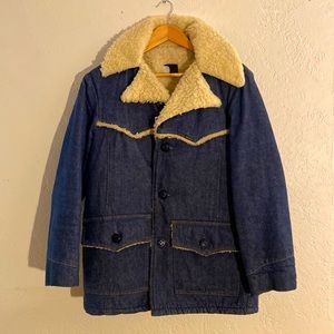 70’s Vintage Roebucks Faux Shearling Denim Jacket 38R